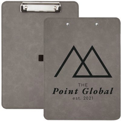 9" x 12 1/2" Gray/Black Leatherette Clipboard